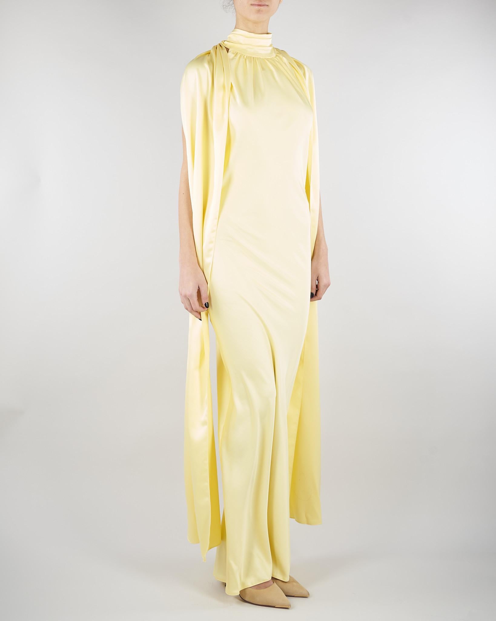 Abito lungo Giallo in raso con foulard ACT16207AB4131 400 ACTUALEE 