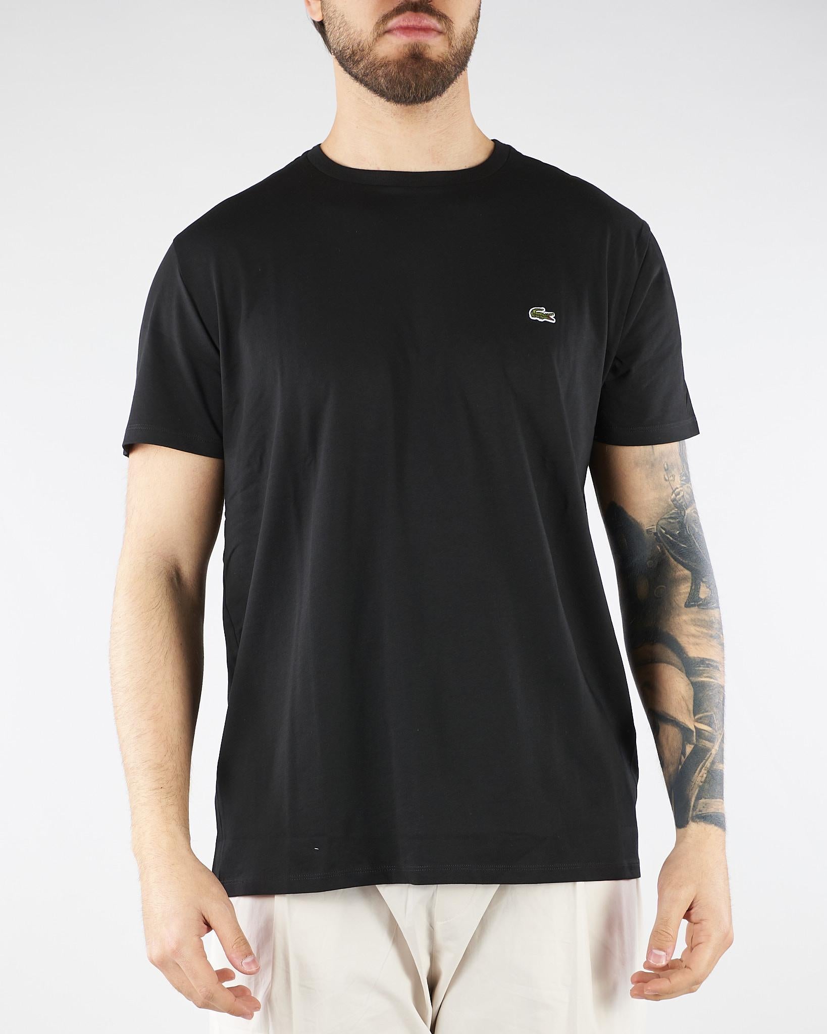 T-shirt Nero in cotone Pima TH6709 031 LACOSTE 
