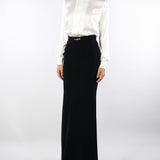 Abito Avorio-Nero Red Carpet in raso e velluto ABR4657E2 309 ELISABETTA FRANCHI 