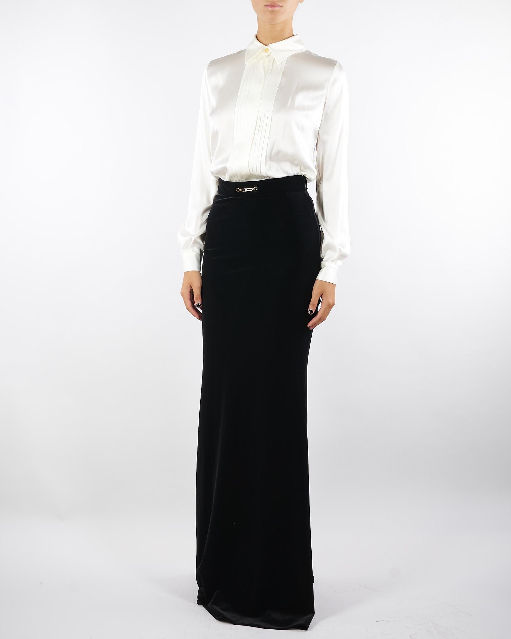 Abito Avorio-Nero Red Carpet in raso e velluto ABR4657E2 309 ELISABETTA FRANCHI 