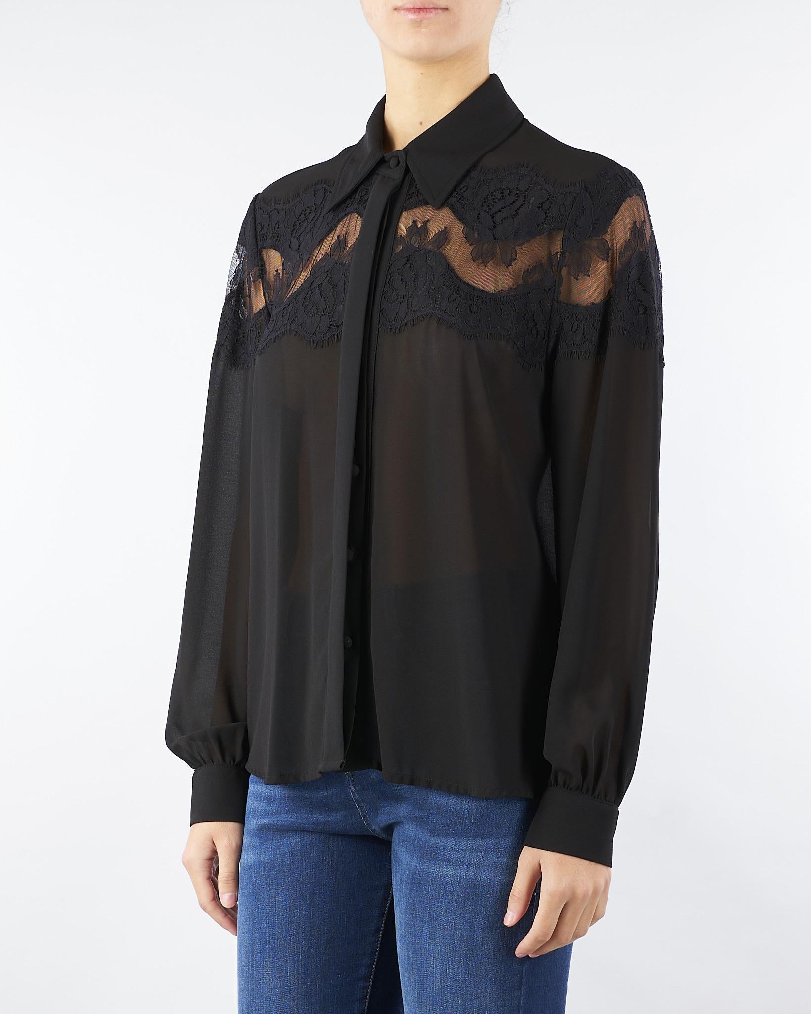 Camicia Nero con inserti in pizzo NS039 99 NO SECRETS 