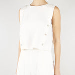 Top smanicato Bianco in misto lino stretch MLMUNION 4 MARELLA 
