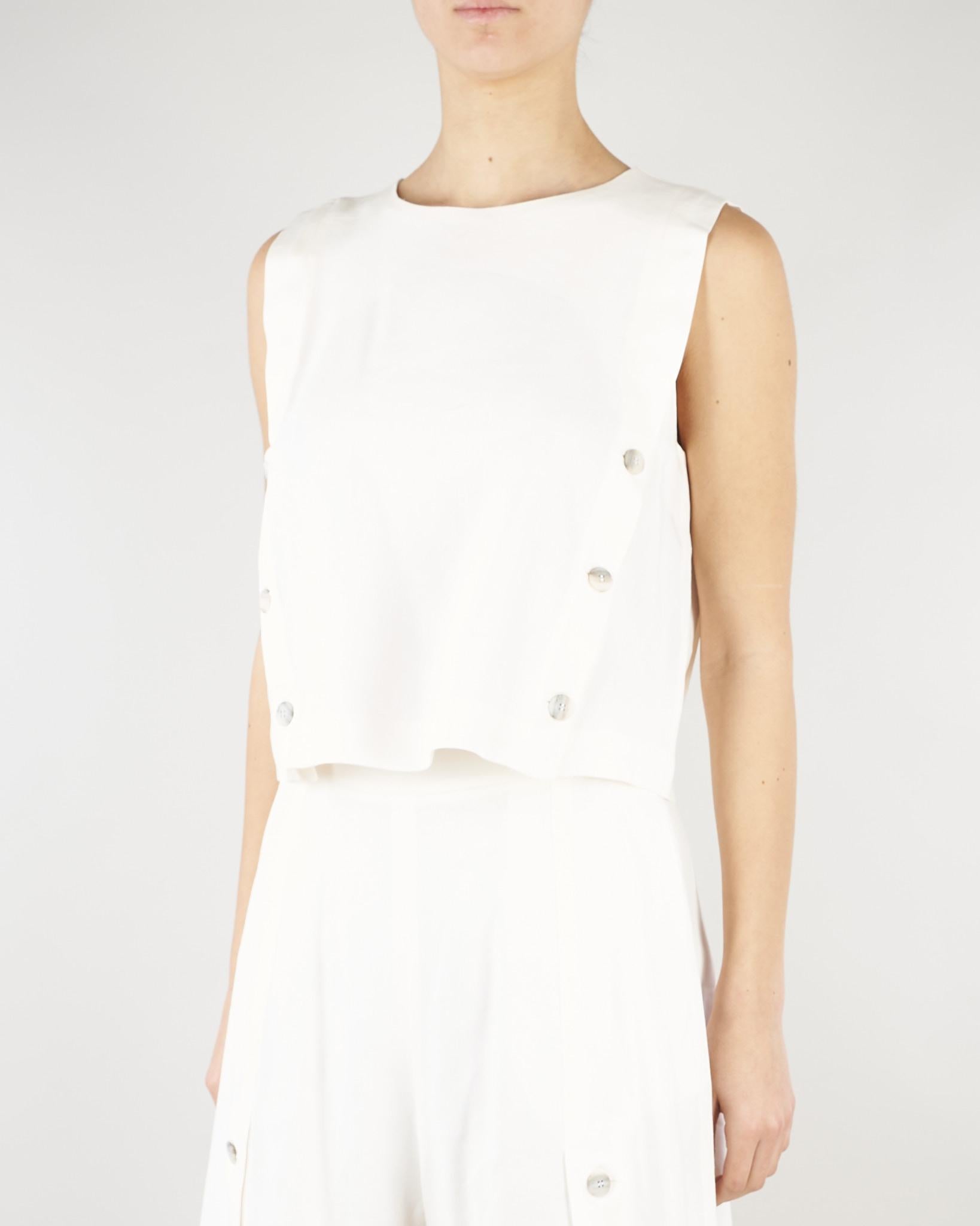 Top smanicato Bianco in misto lino stretch MLMUNION 4 MARELLA 
