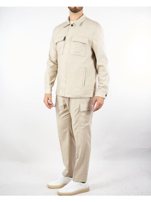 Pantalone Cargo Beige in flanella di lana 3932P1698253600 23 MANUEL RITZ 