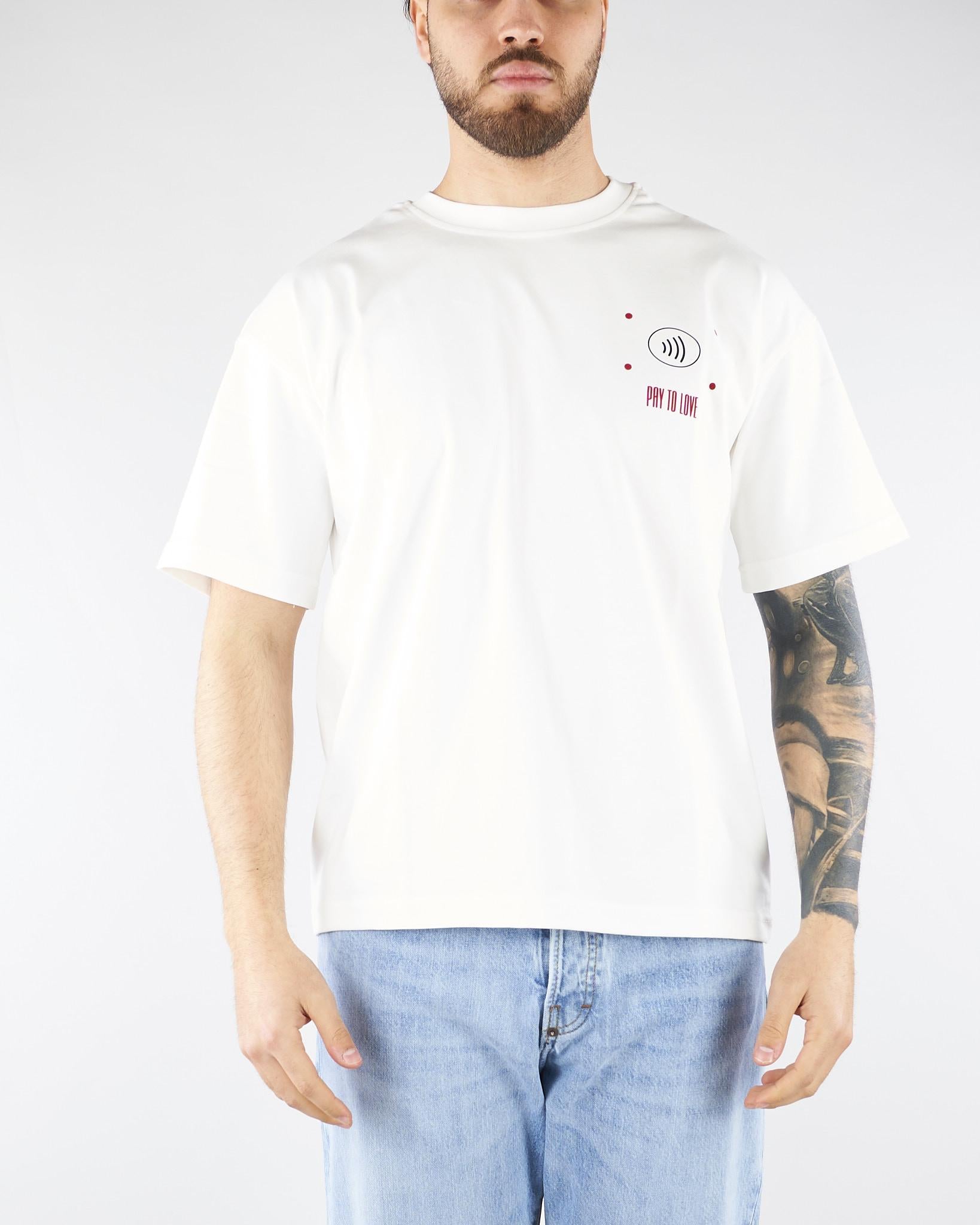T-shirt Boxy Bianco con stampa 'Pay to Love' MAU3DICI05 01 3DICI 