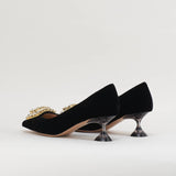 Decollete in velluto con accessorio sul davanti Francesco Sacco