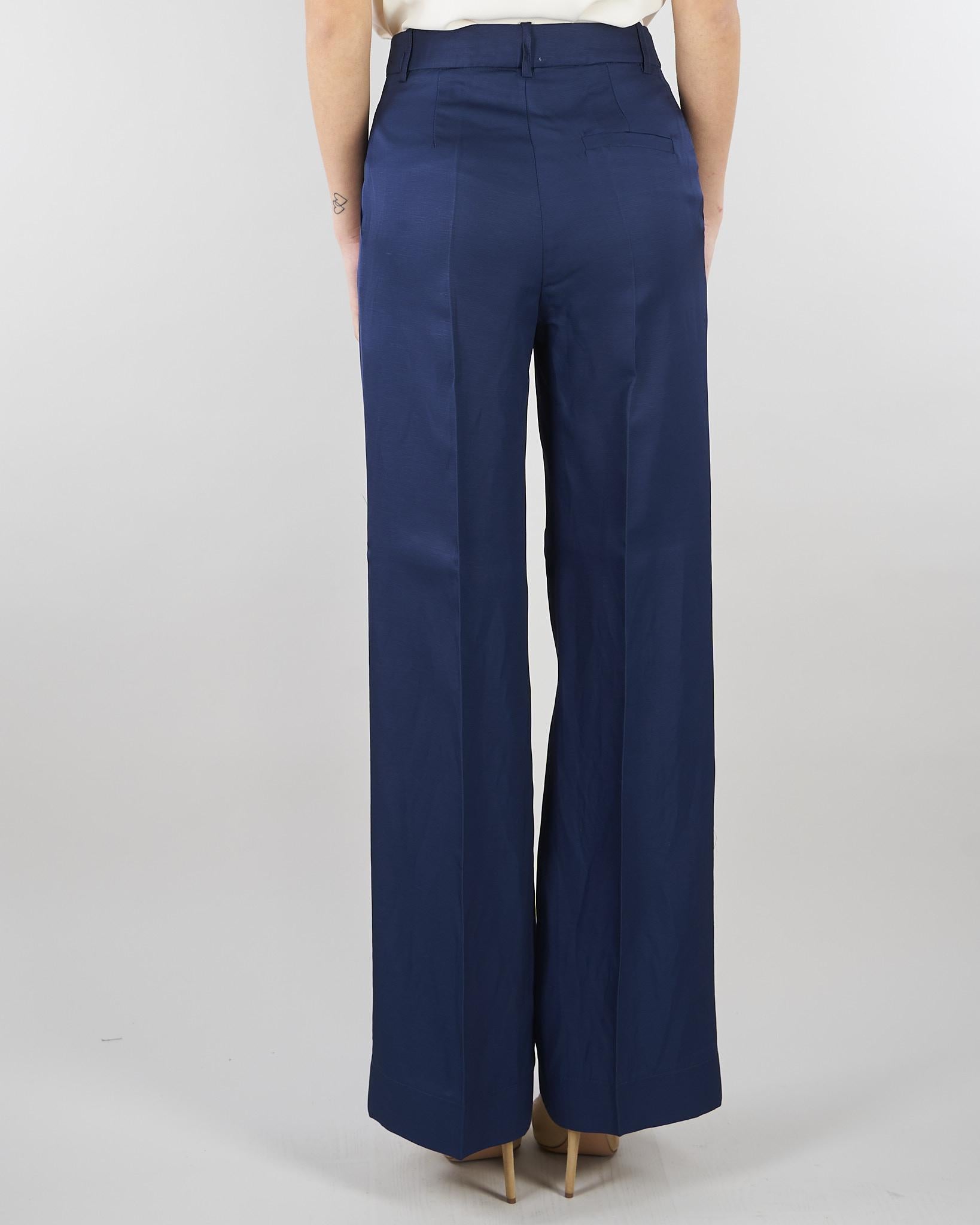 Pantalone Blu in misto viscosa e lino SP5CO005 3000 ICONA 