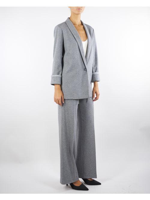 Pantalone Grigio Etel in jersey di lana gessato ETEL 716 NENETTE 