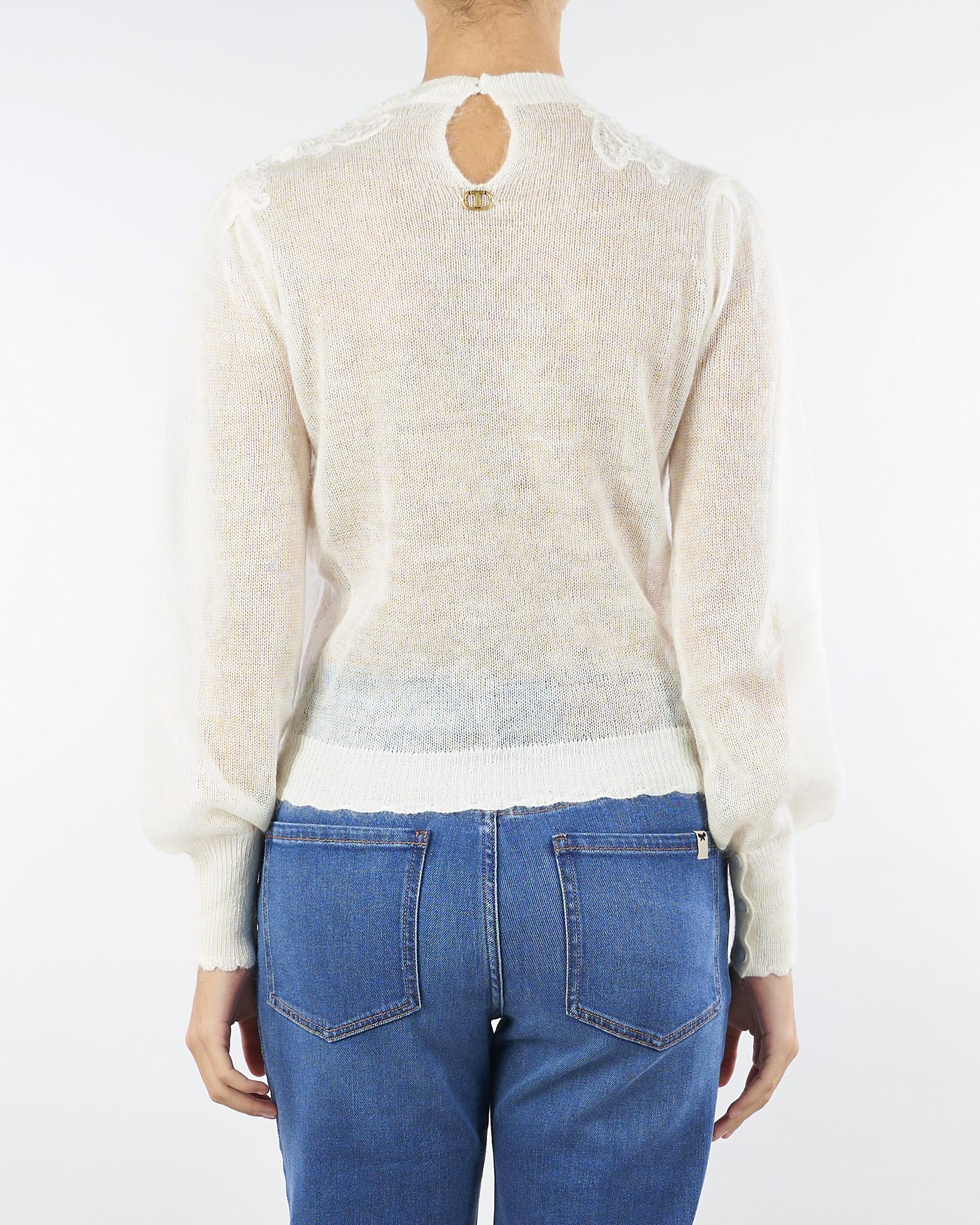 Maglia Panna in mohair con ricamo in pizzo TT3470 282 TWIN SET 