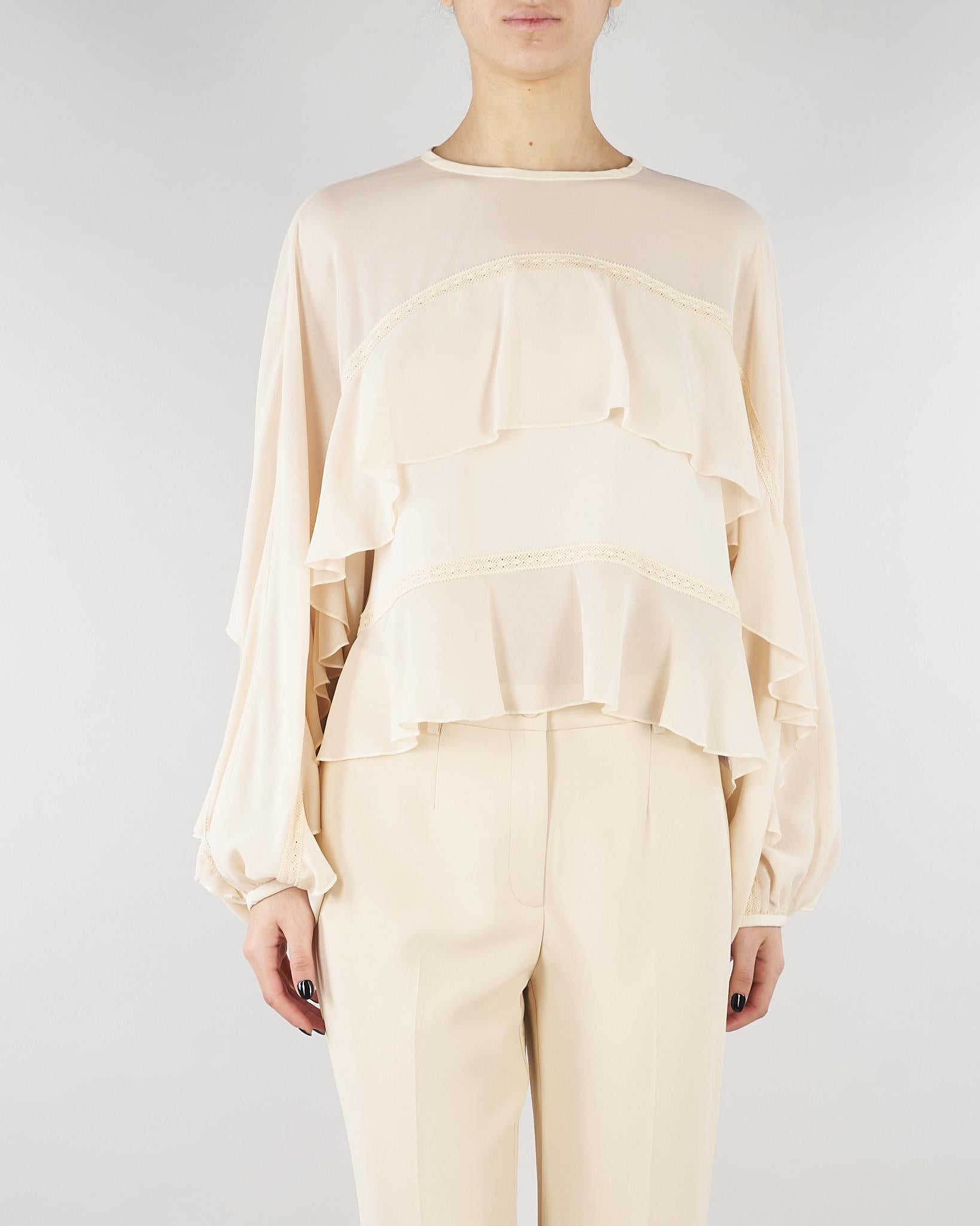 Blusa Fuji crema con balze FUJI 690 NENETTE 