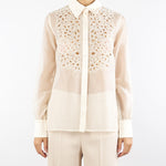 Camicia Crema in organza con ricamo Folk FOLK 642 NENETTE 