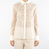 Camicia Crema in organza con ricamo Folk FOLK 642 NENETTE 