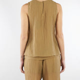 Top Tabacco smanicato in voile unito stropicciato TO0201460238 024 SEVENTY 