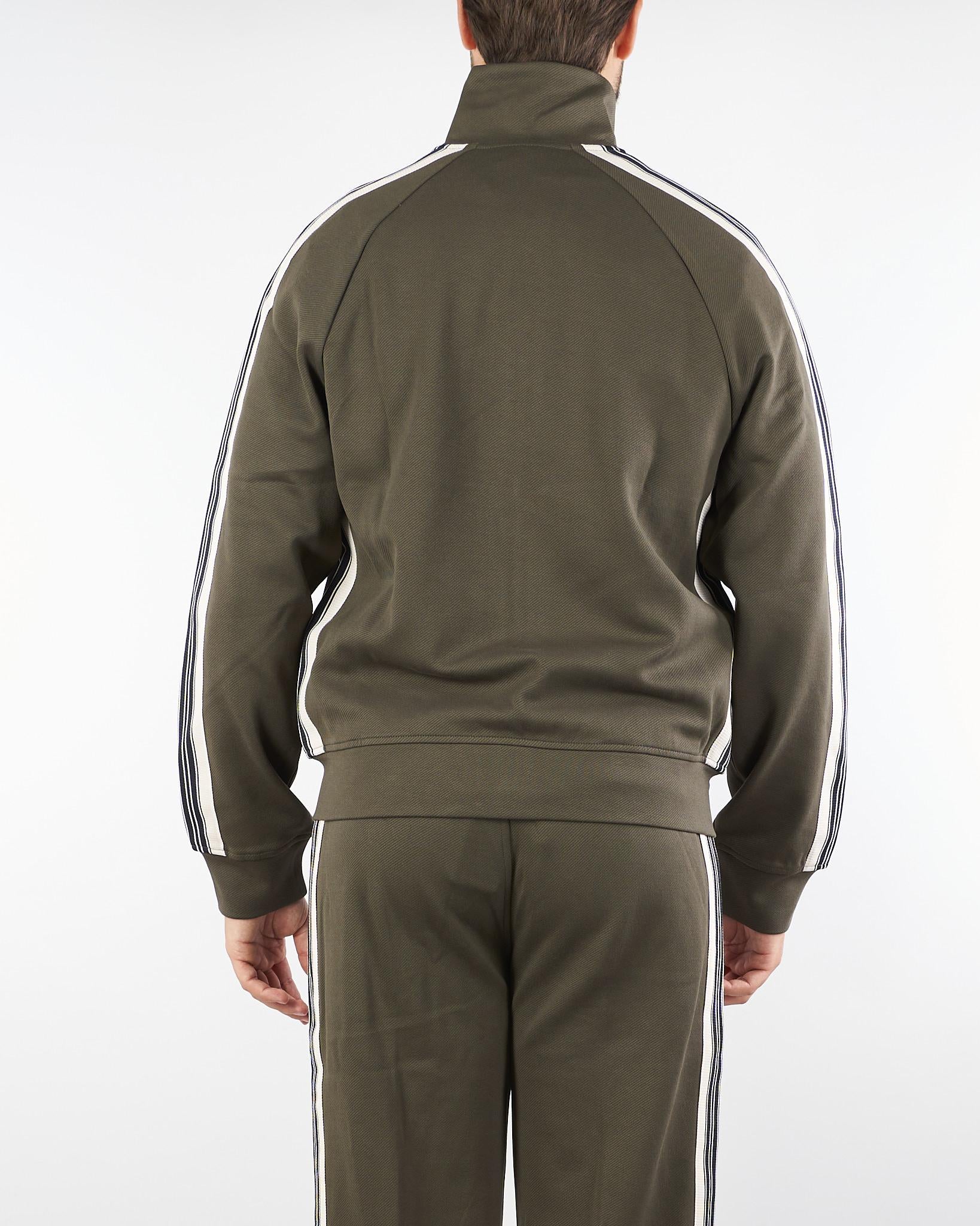 Felpa Verde full zip in jersey con bande a contrasto EM002872AF134880 U8120 EMPORIO ARMANI 