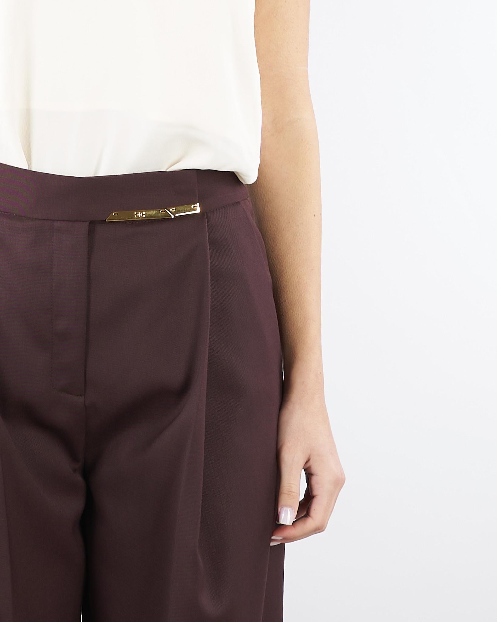 Pantaloni Cacao in fresco lana con placca gioiello PA15761E2 644 ELISABETTA FRANCHI 