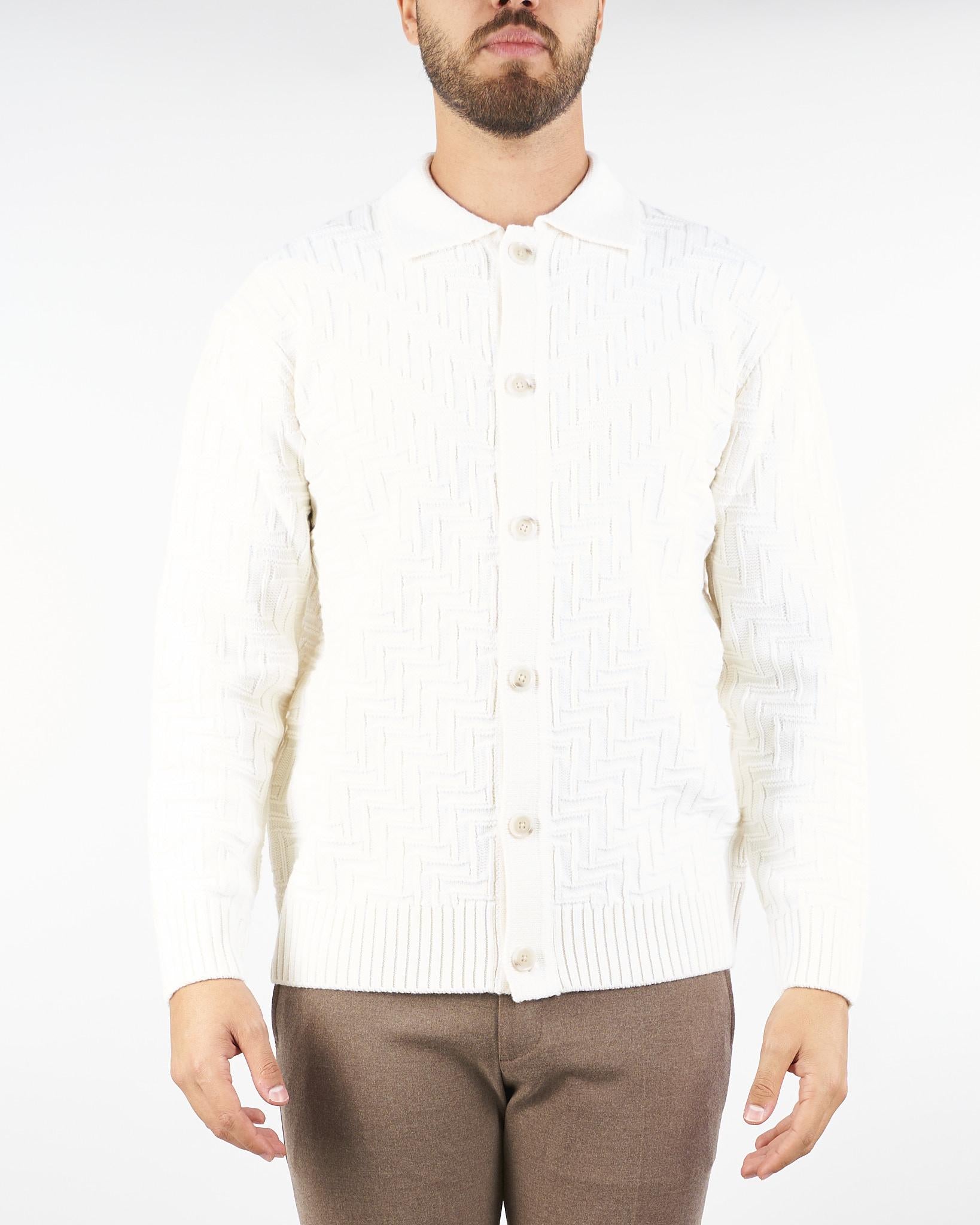 Cardigan Panna jacquard con coleltto A030F009 1102 PAOLO PECORA 