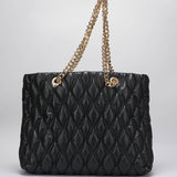 Shopper in tessuto embossed con manici in catena Elisabetta Franchi