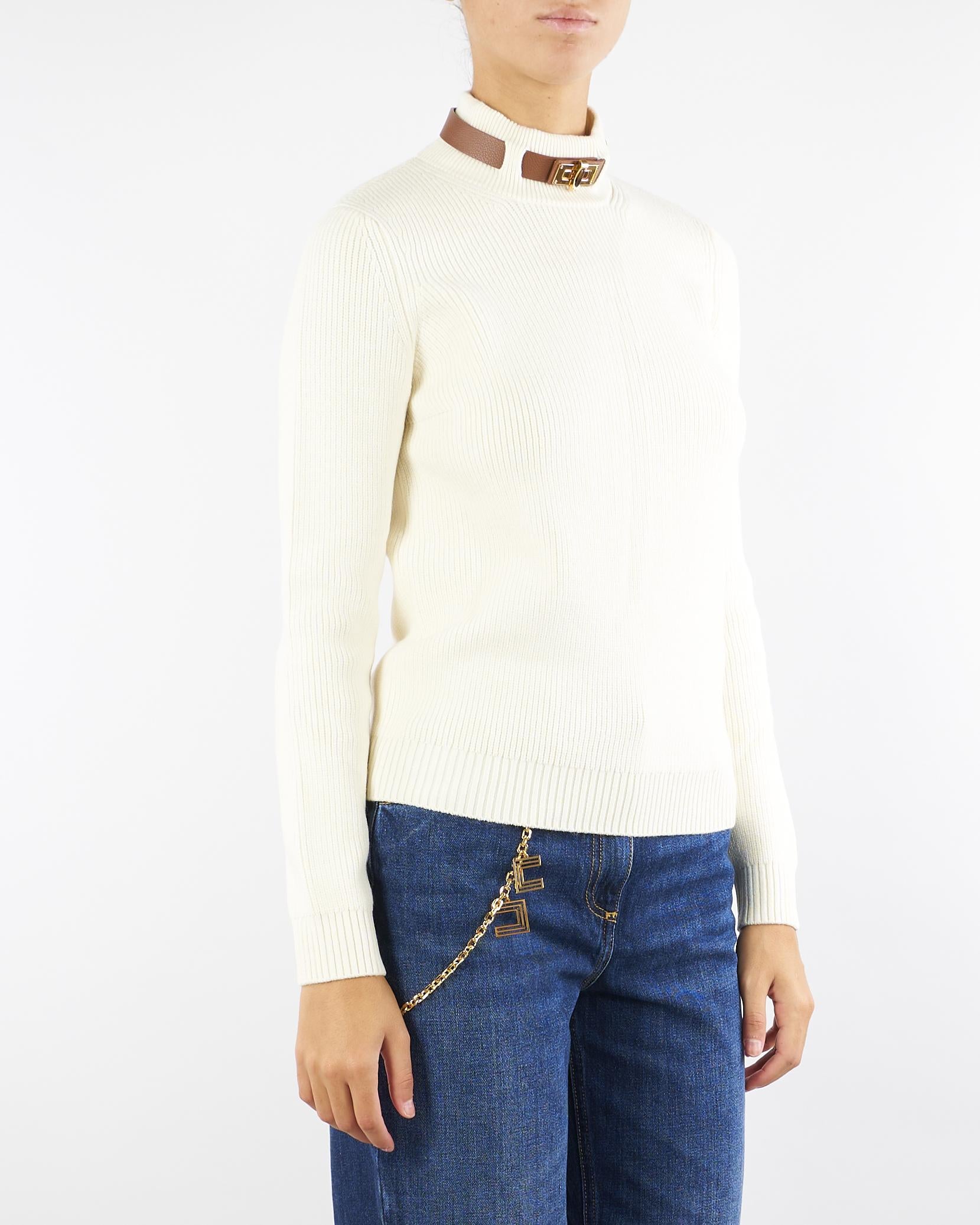 Maglia Milk in misto lana con cinturino gioiello MK05S56E2 DZ9 ELISABETTA FRANCHI 