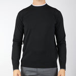 Maglia Nero in alna merinos con profili a contrasto A004F001 9000 PAOLO PECORA 