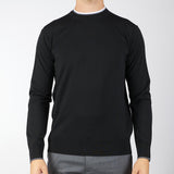 Maglia Nero in alna merinos con profili a contrasto A004F001 9000 PAOLO PECORA 