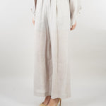 Pantalone Grigio in lino crop con elastico M6PK01 889 MEIMEIJ 