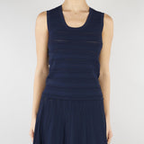 Top Blu in maglia di viscosa pointelle RA6187MA89R 93713 BLUGIRL 