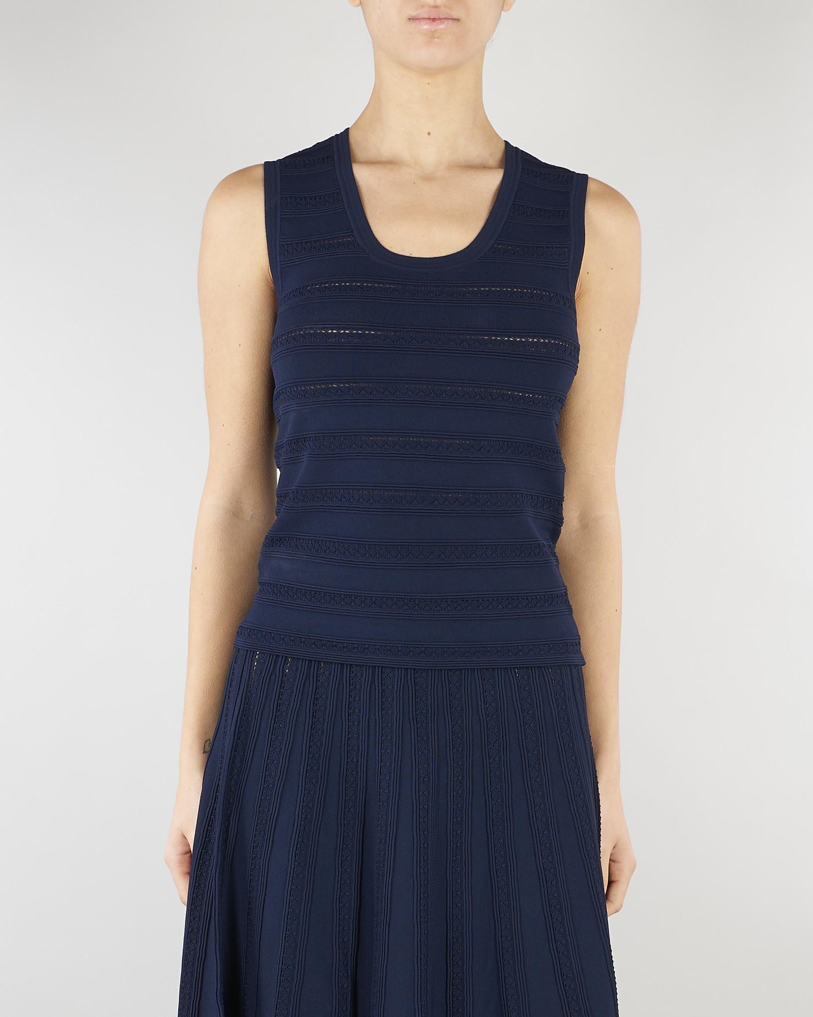 Top Blu in maglia di viscosa pointelle RA6187MA89R 93713 BLUGIRL 
