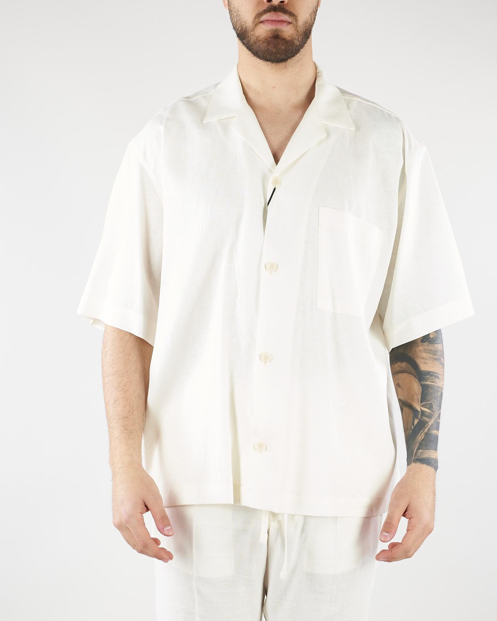 Camicia Bianco in lino CA3637 1 I'M BRIAN 