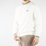 Maglione Bianco in jersey di cotone con righe AH5158 X0N LACOSTE 