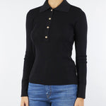 Maglia polo Nero a costine Maby MABY 700 NENETTE 