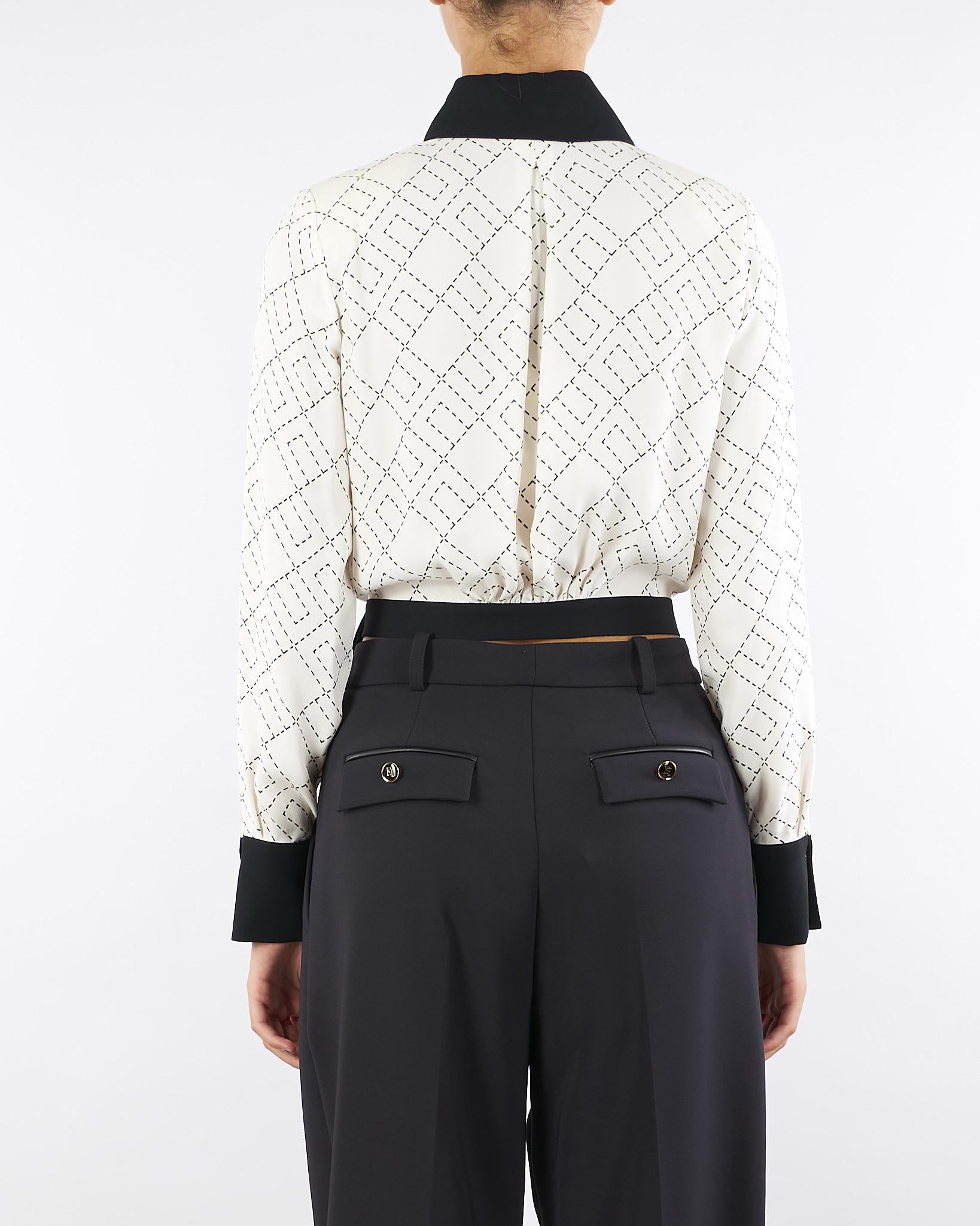 Camicia Milk-Nero bi-color in georgette CAS0156E2 EF1 ELISABETTA FRANCHI 