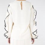 Blusa Burro-Nero con volant BL01001TACE0005 V0359 SIMONA CORSELLINI 