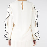 Blusa Burro-Nero con volant BL01001TACE0005 V0359 SIMONA CORSELLINI 