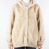 Ecopelliccia Beige con cappuccio e bottoni gioiello NS204 30 NO SECRETS 