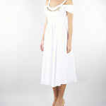 Abito Bianco in cotone stretch con catena gioiello AB92161E2 100 ELISABETTA FRANCHI 