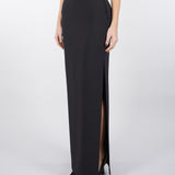 Gonna Nero in crêpe con fiocco in raso