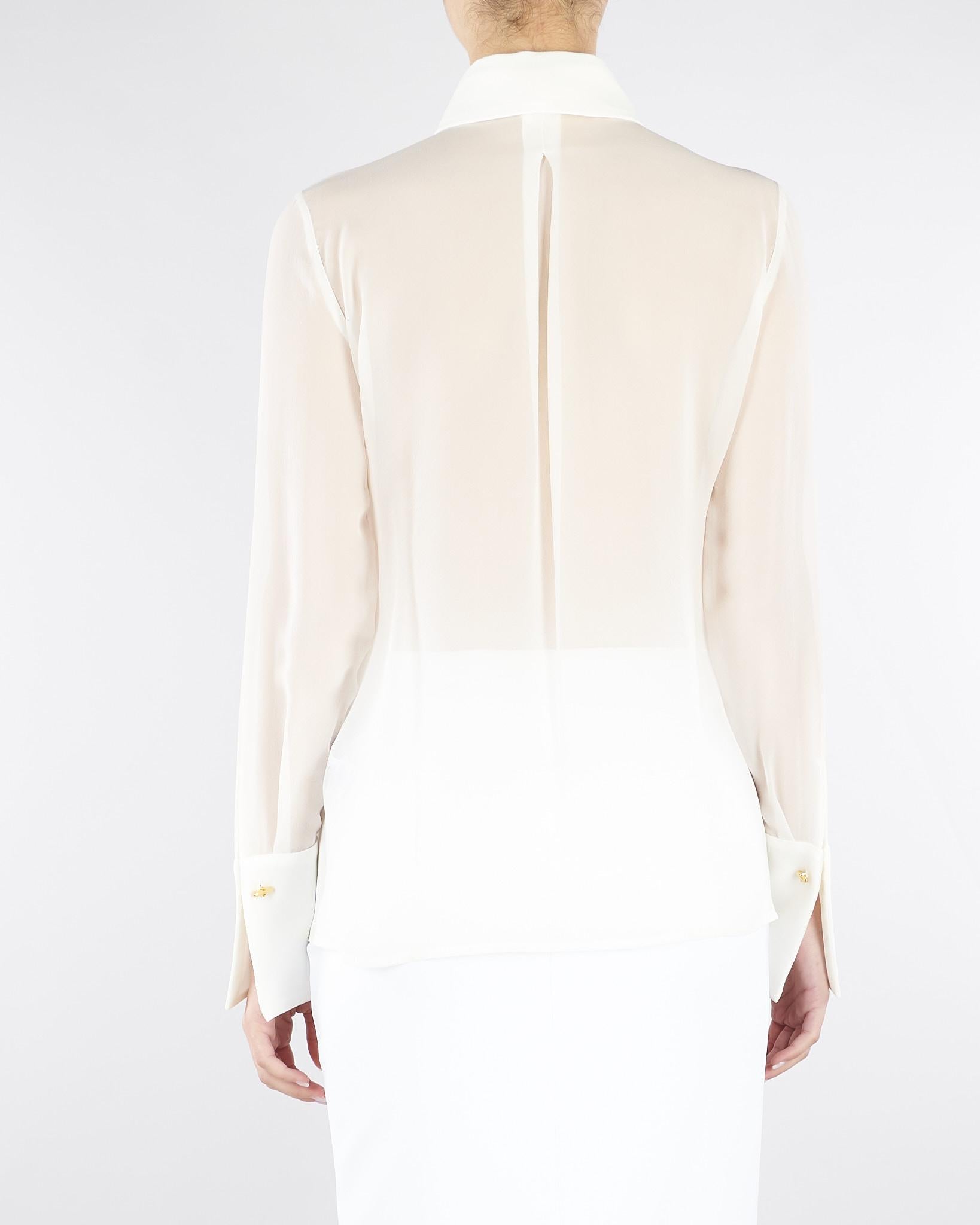 Camicia Avorio in georgette e crêpe con fusciacca CA14861E2 360 ELISABETTA FRANCHI 