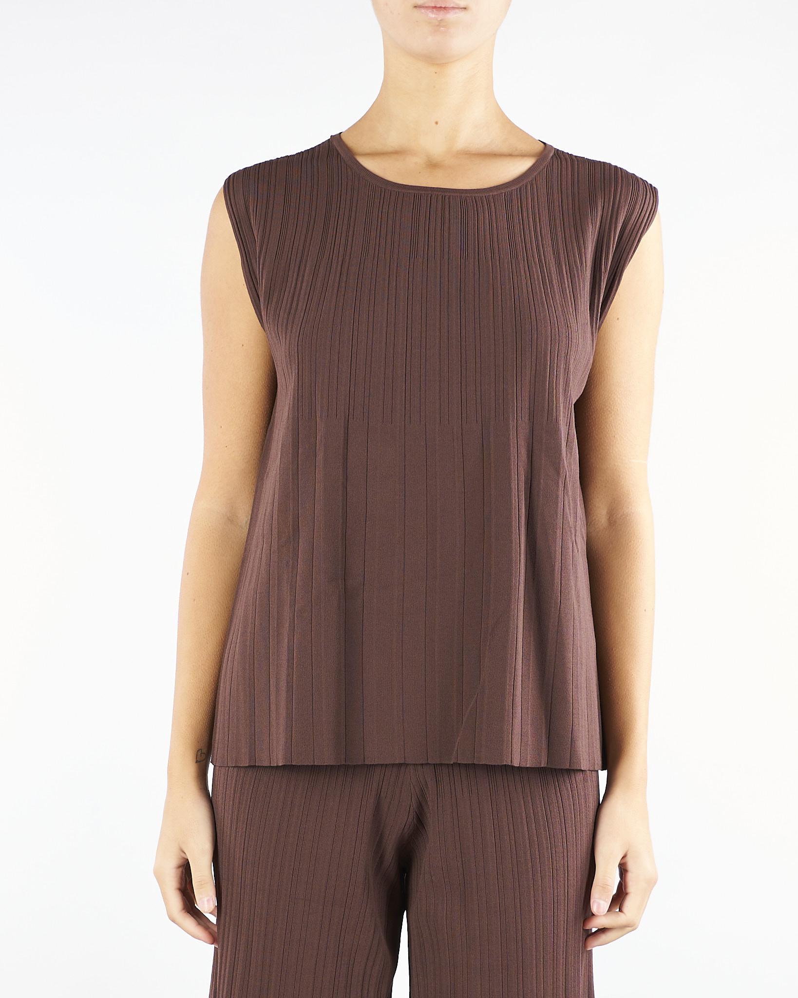 T-shirt Marrone in filato plissé ANTIOPE 5 MAX MARA WEEKEND 