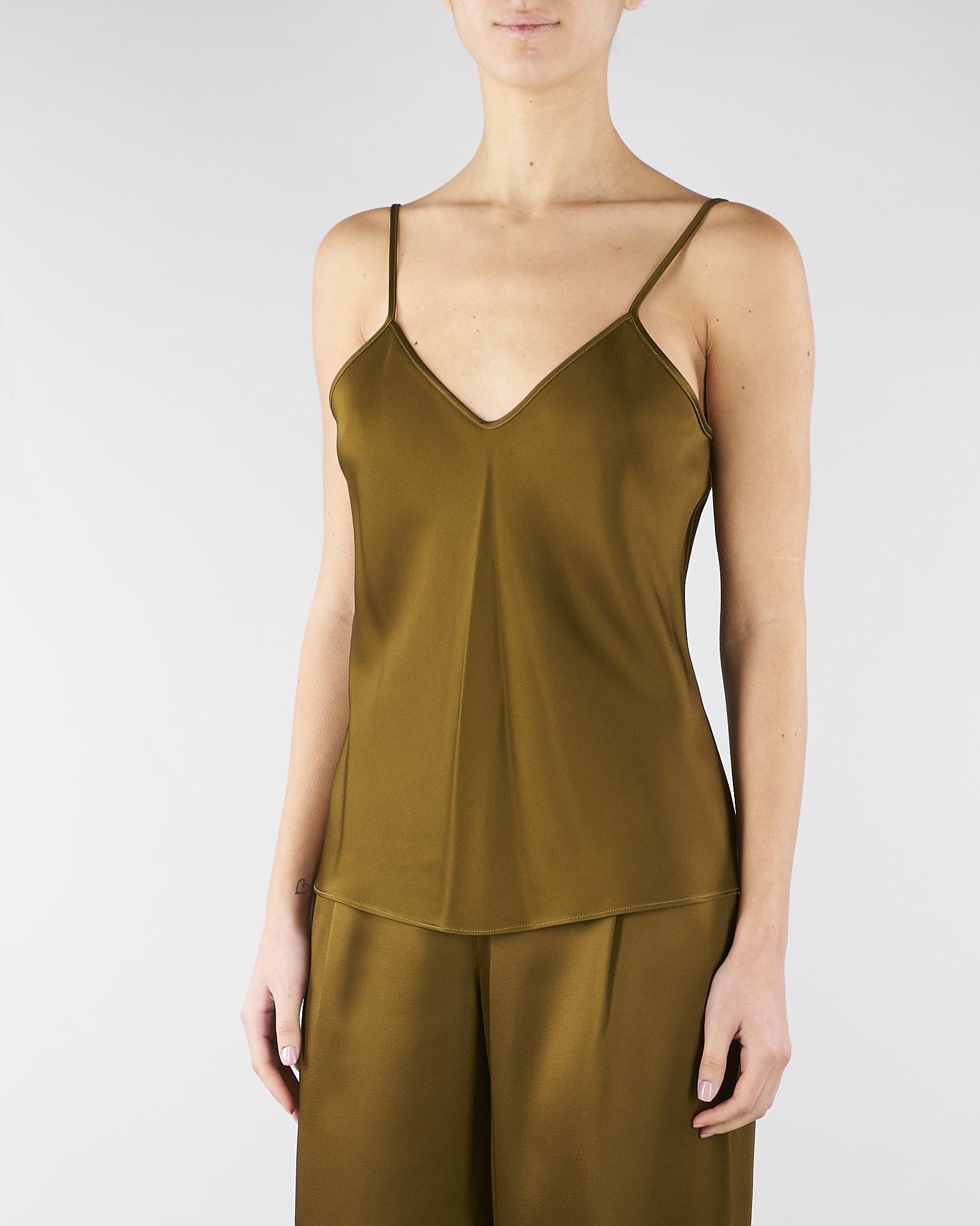 Top sottoveste Verde Olio in envers satin MSEONDE 56 MAX MARA STUDIO 