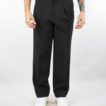 Pantalone Zeta Nero in tessuto tecnico con doppia pences L1PFW25266965 D001 LOW BRAND 