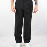 Pantalone Zeta Nero in tessuto tecnico con doppia pences L1PFW25266965 D001 LOW BRAND 