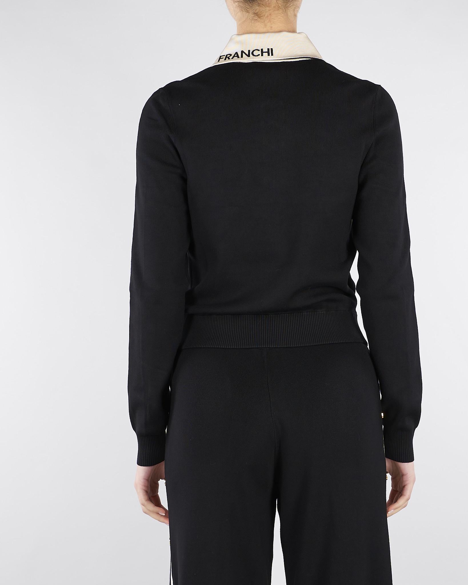 Giacca Nero-Burro in maglia con bande in viscosa lucida MK66S61E2 685 ELISABETTA FRANCHI 