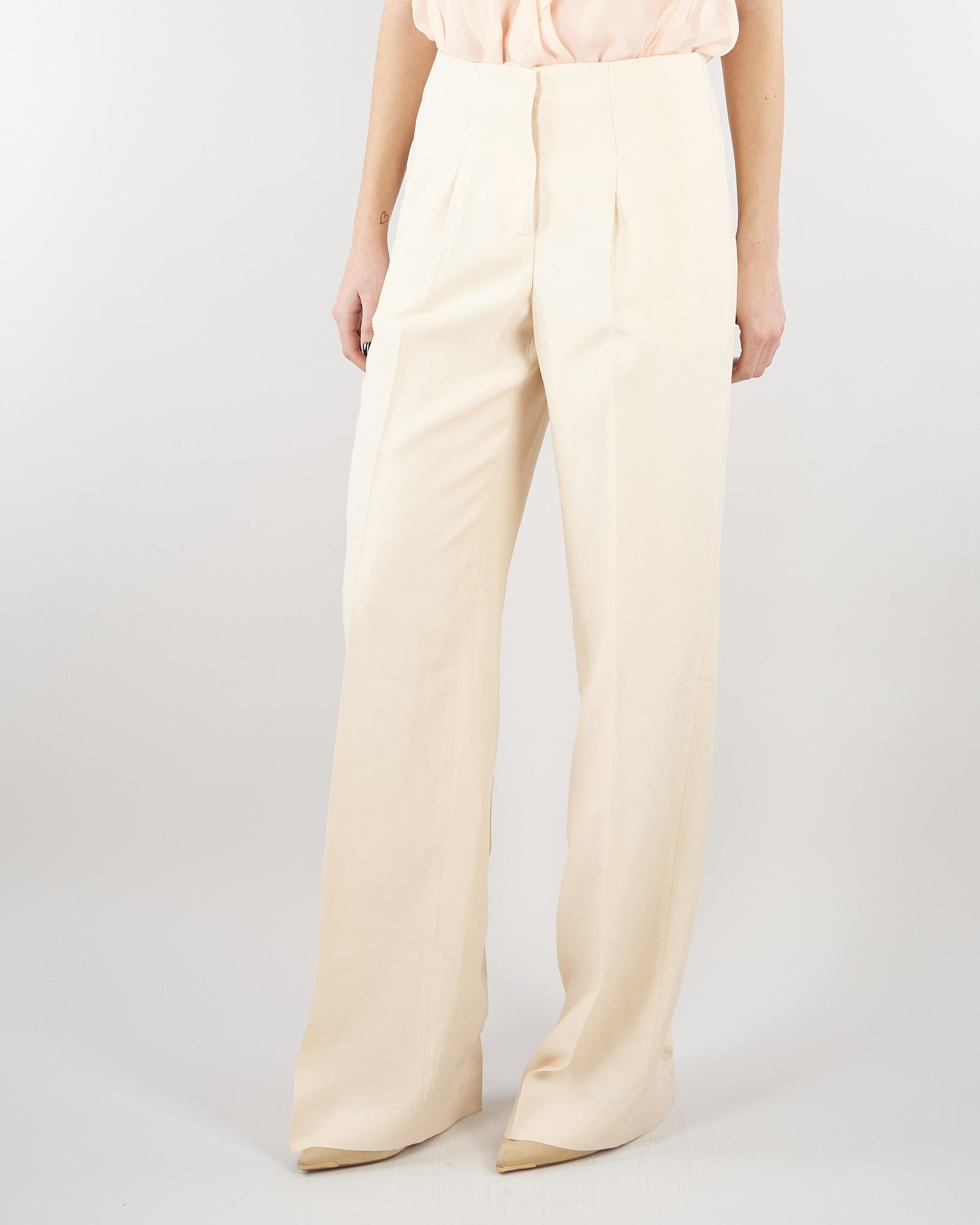Pantaloni Crema wide leg in misto lino RA6094T8823 21406 BLUGIRL 