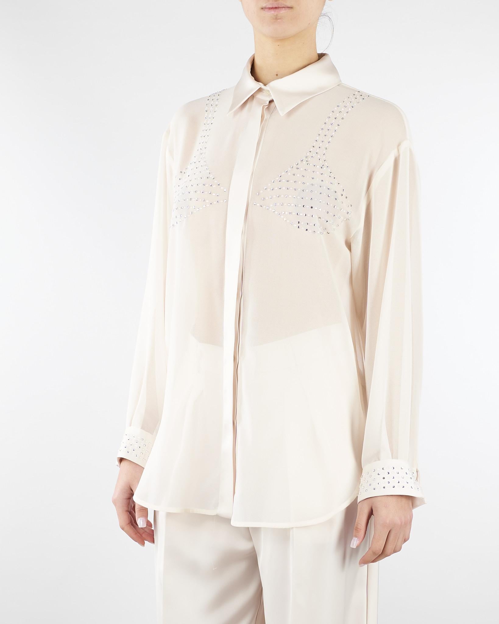 Camicia Burro in georgette con strass CA10201TGEO0001 V0359 SIMONA CORSELLINI 