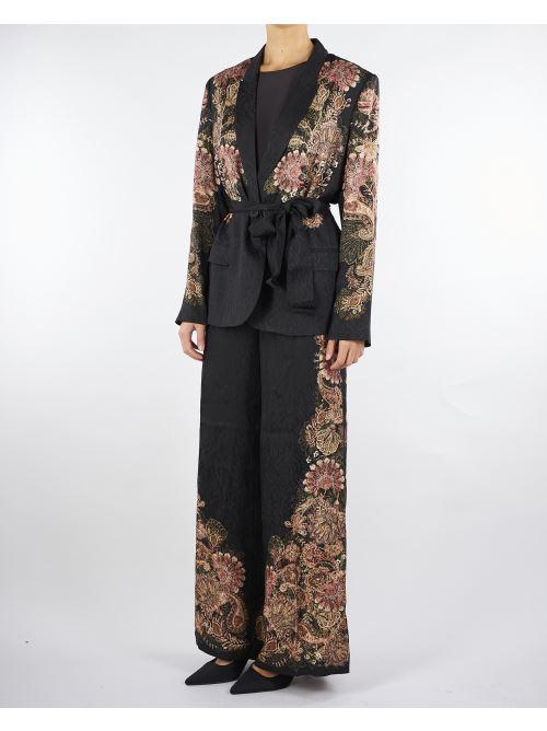 Pantaloni Nero a palazzo jacquard con stampa TP2041 12742 TWIN SET 