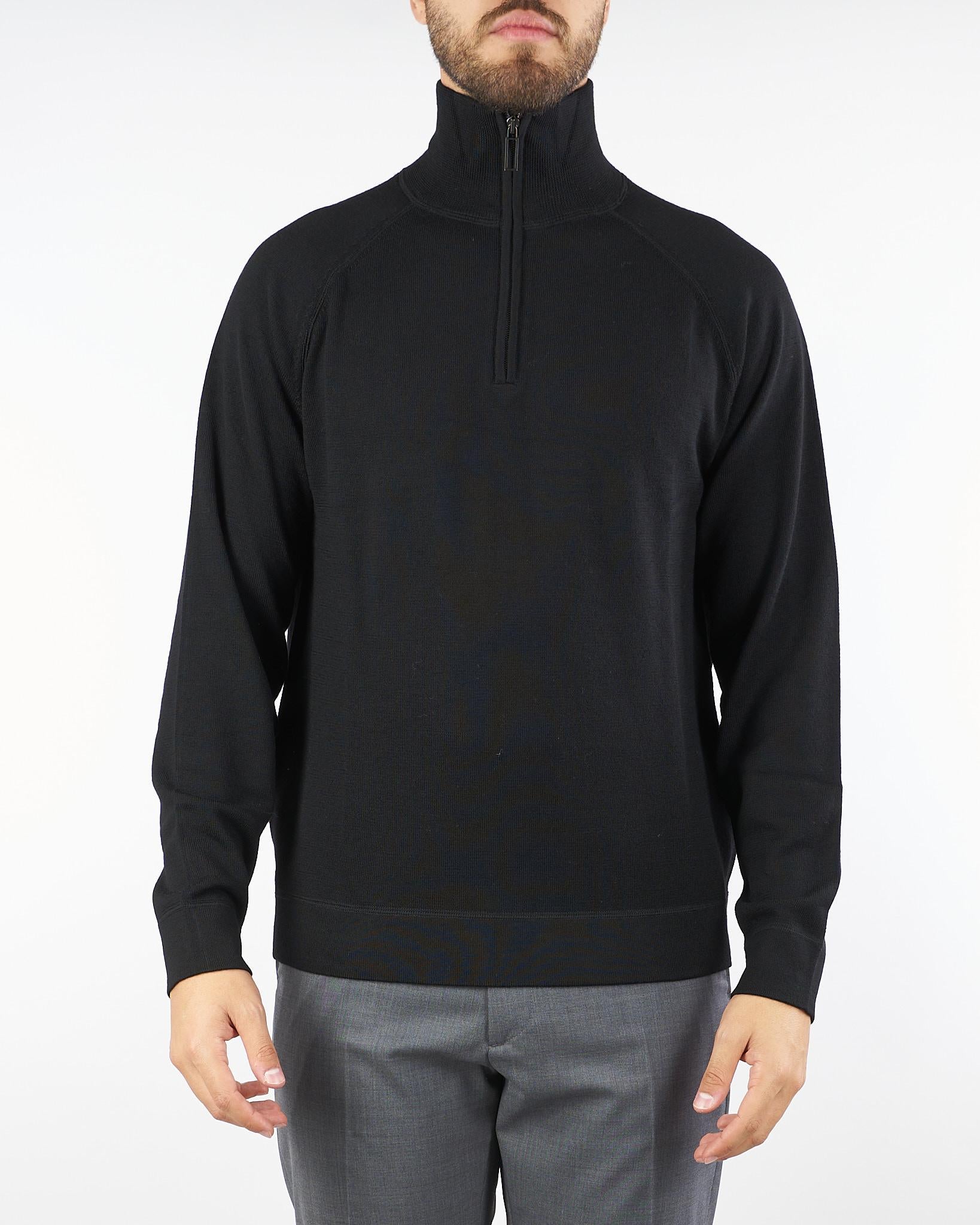 Maglia Nero Dolcevita Quarter Zip A037F001 9000 PAOLO PECORA 
