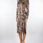 Gonna Cacao in jersey leggero con stampa alligatore GO14961E2 644 ELISABETTA FRANCHI 