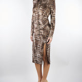 Gonna Cacao in jersey leggero con stampa alligatore GO14961E2 644 ELISABETTA FRANCHI 