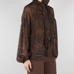 Blusa Marone in chiffon di seta stampata MSTBALLATA 2 MAX MARA STUDIO 