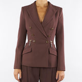 Giacca Coffee in crêpe leggero con dettagli zip GI17256E2 EA3 ELISABETTA FRANCHI 